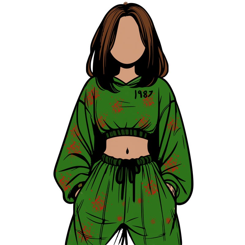realistic girl faceless with baggy pants and a crop top