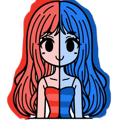 split girl with long hair