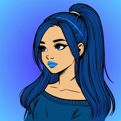 realistic girl with a high ponytail