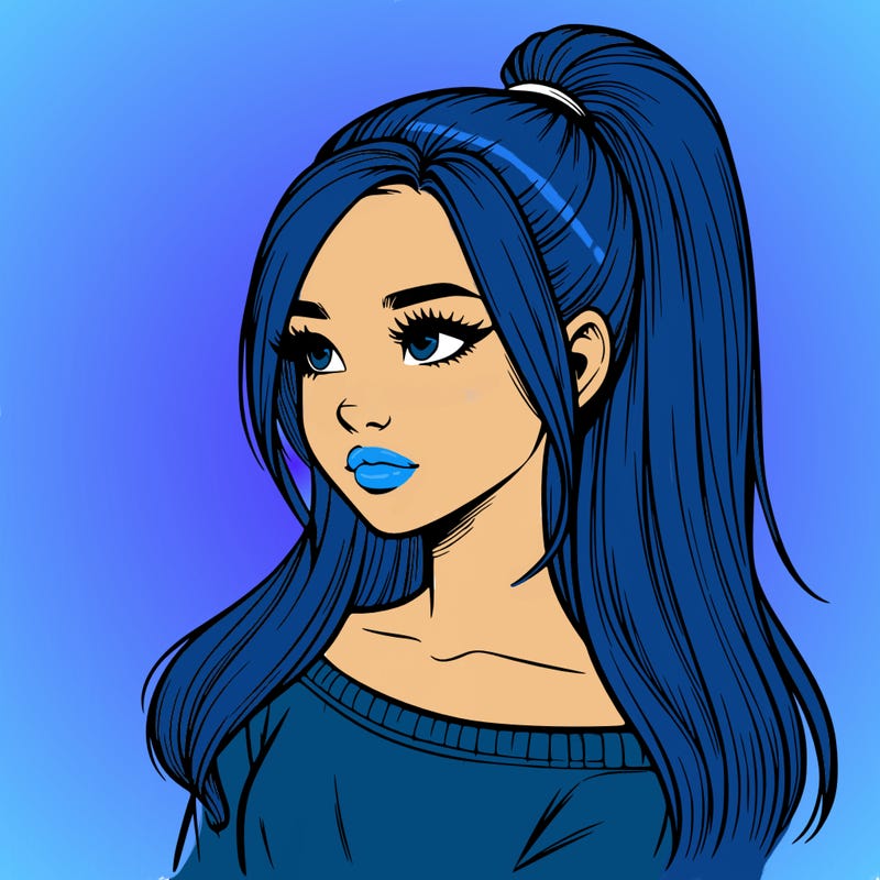 realistic girl with a high ponytail