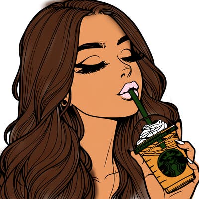 realistic girl drinking starbucks