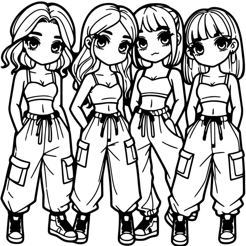 girls with crop top and baggy pants