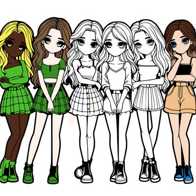 a group of girls realistic