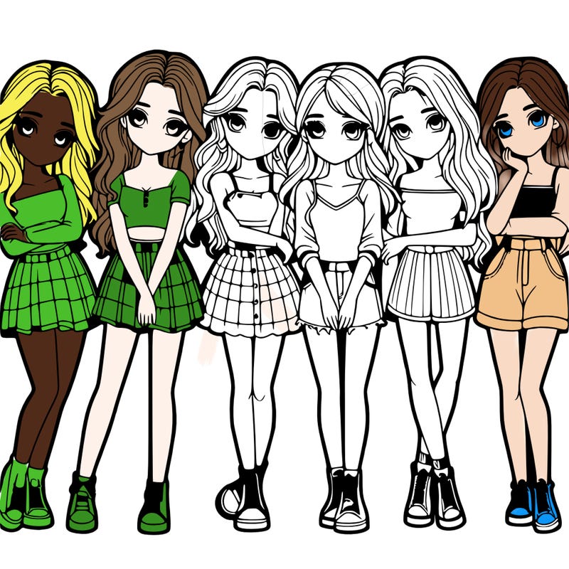 a group of girls realistic