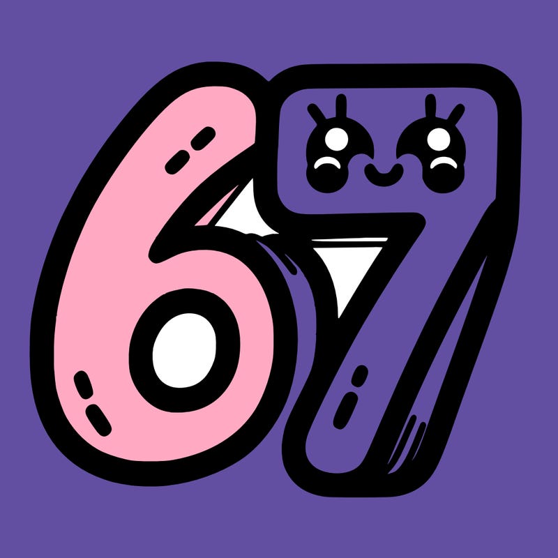 the numbers 67