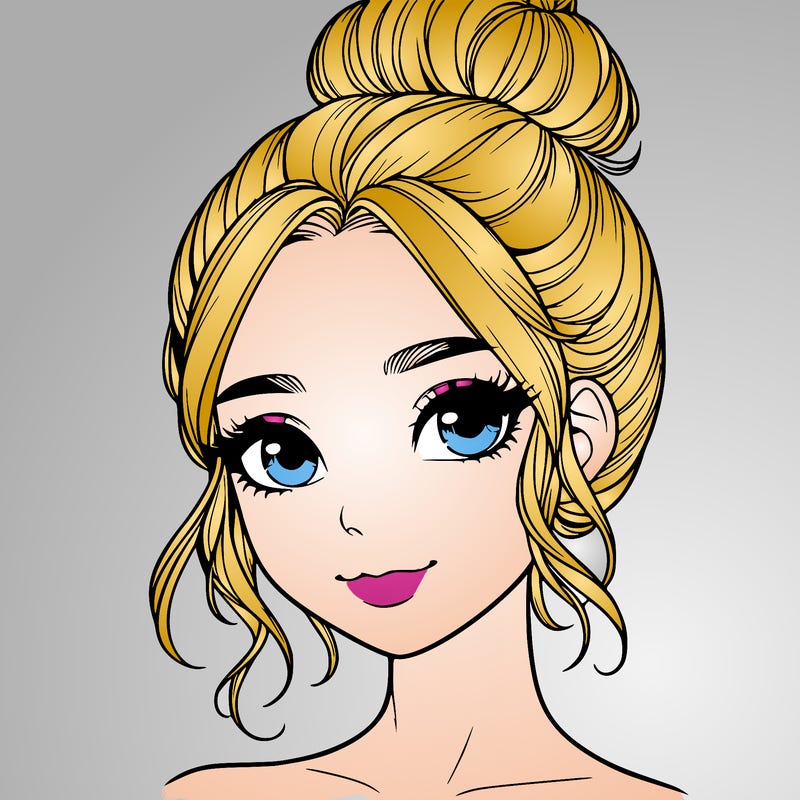 realistic pretty girl with hair in bun