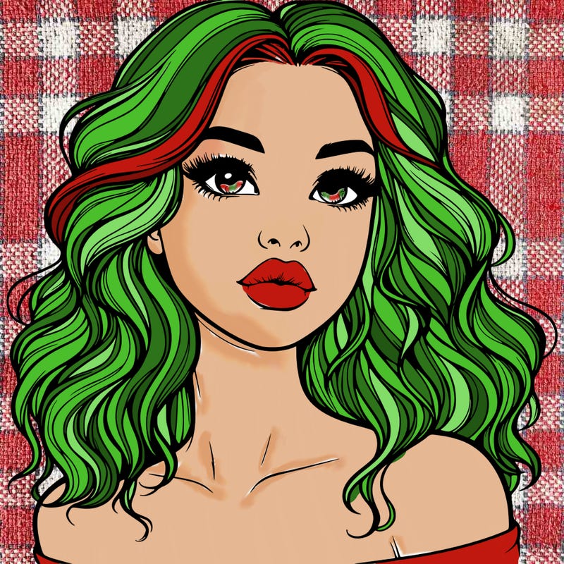 realistic girl with wavy hair and lips
