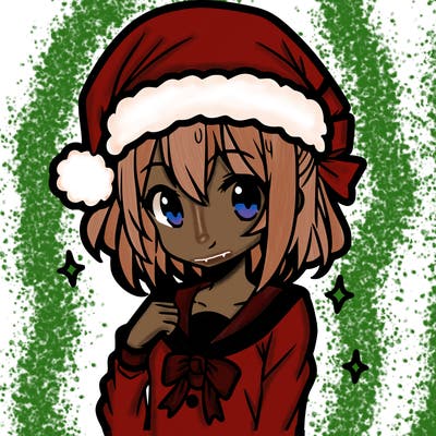 anime girl wearing a santa hat
