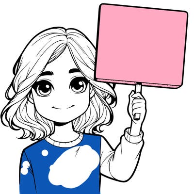 realistic girl holding up a sign