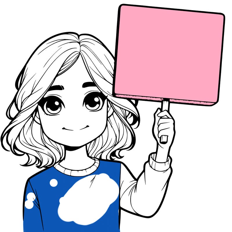 realistic girl holding up a sign