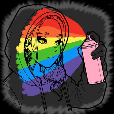 a realistic girl, spray painting