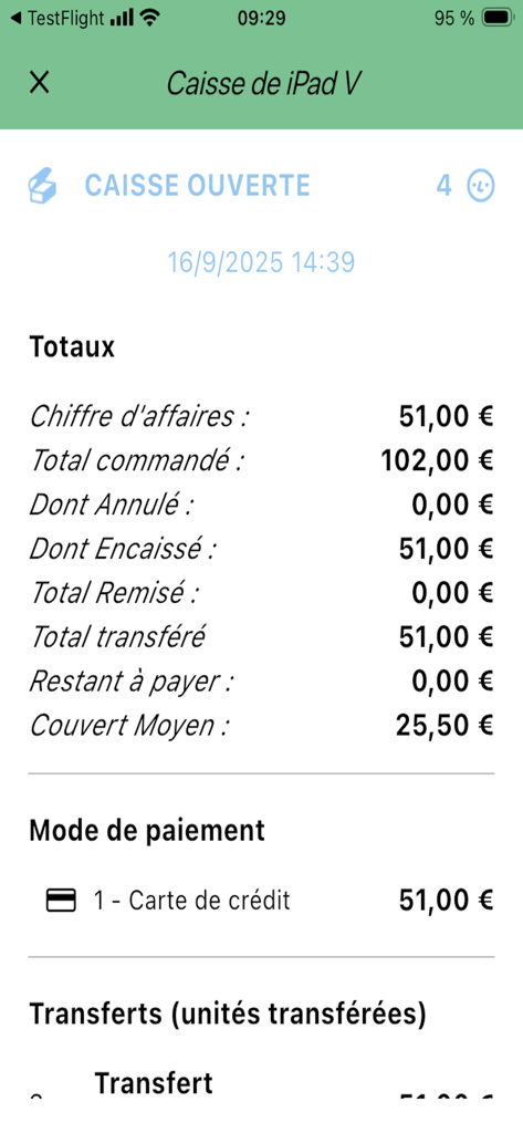 Poplive - Real-time dashboard in the Poplive app displaying sales turnover and payment statistics for a business