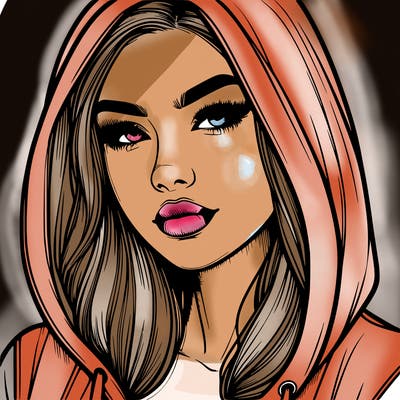 realistic beautiful woman with hoodie