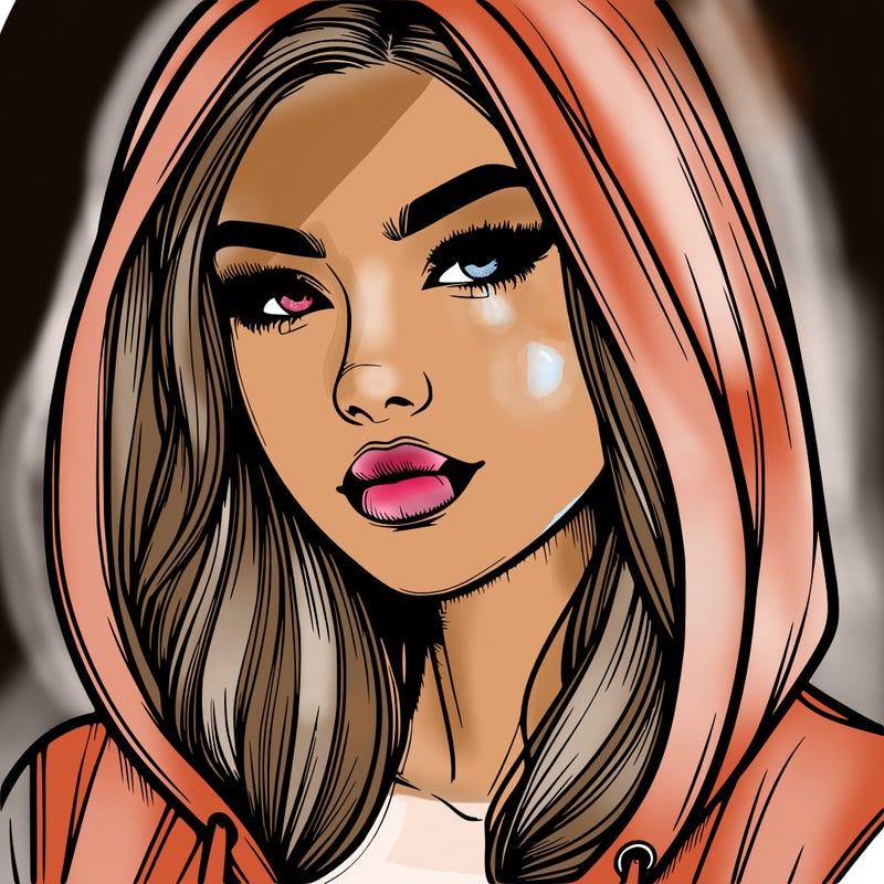 realistic beautiful woman with hoodie