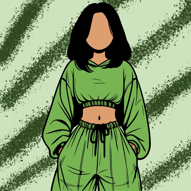 realistic girl faceless with baggy pants and a crop top