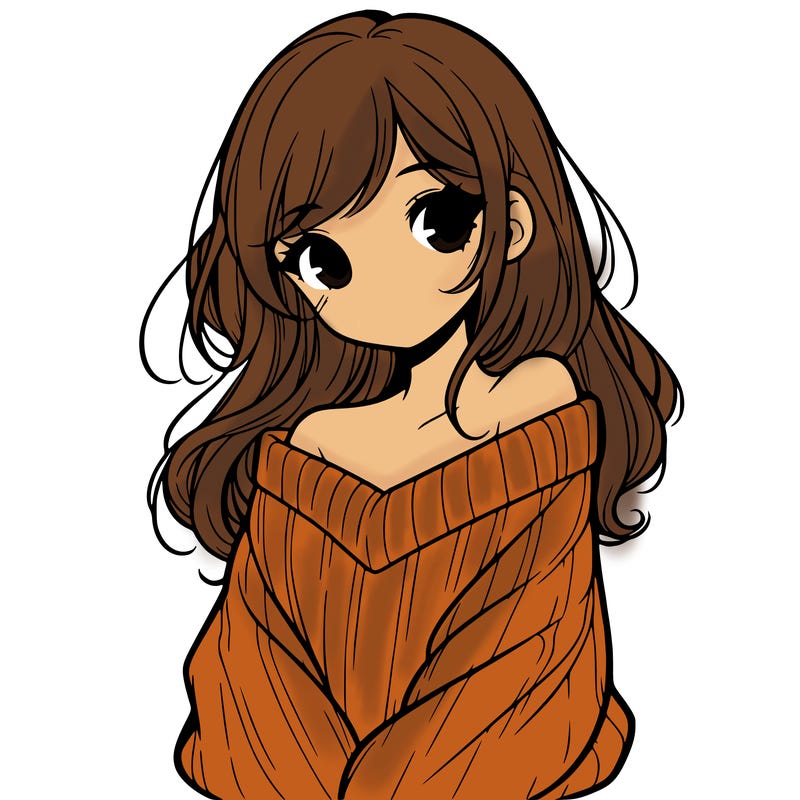 shy pretty girl wearing a sweater that is falling off one shoulder portrait