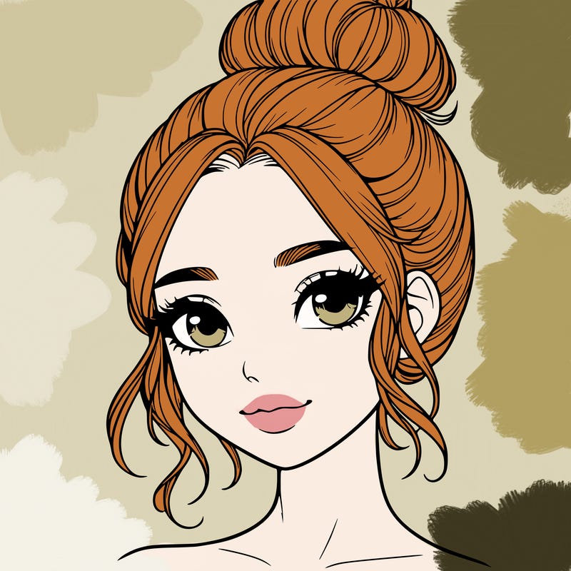realistic pretty girl with hair in bun