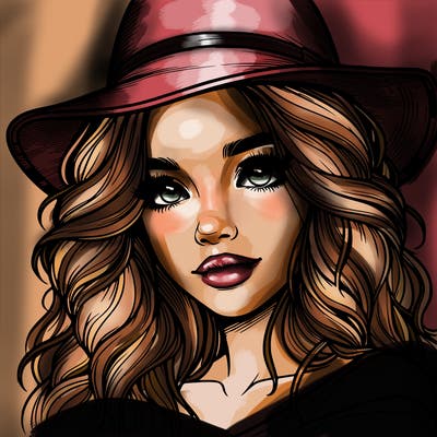 realistic girl with hat