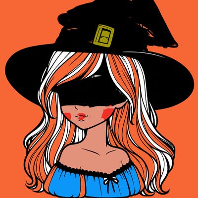 realistic girl with a witch hat