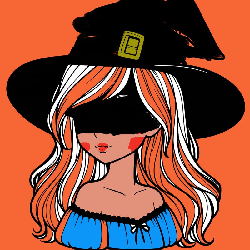 realistic girl with a witch hat