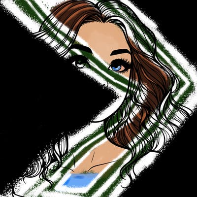 realistic girl with wavy hair and lips