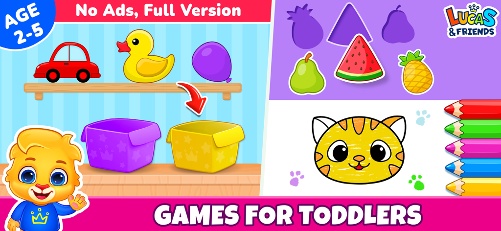 Toddler & Preschool Kids Games - Toddler and preschool learning games with sorting and coloring activities