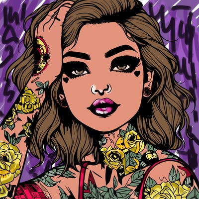 realistic girl with tattoos all over