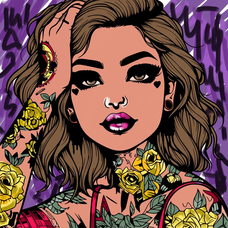 realistic girl with tattoos all over