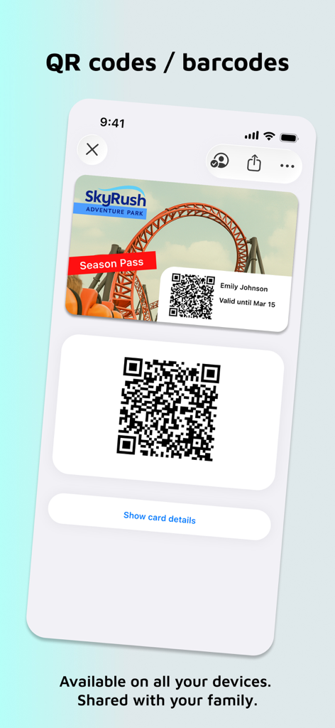 WalletCard – Loyalty Cards - Digital season pass with a scannable QR code in the WalletCard app
