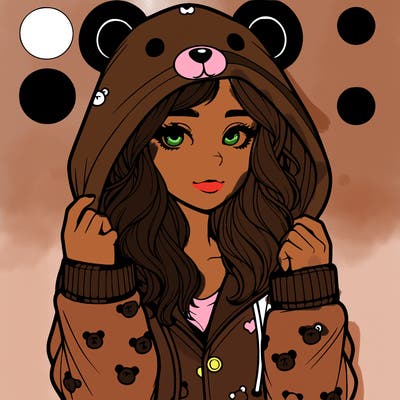 realistic girl in a animal pjs hoodie