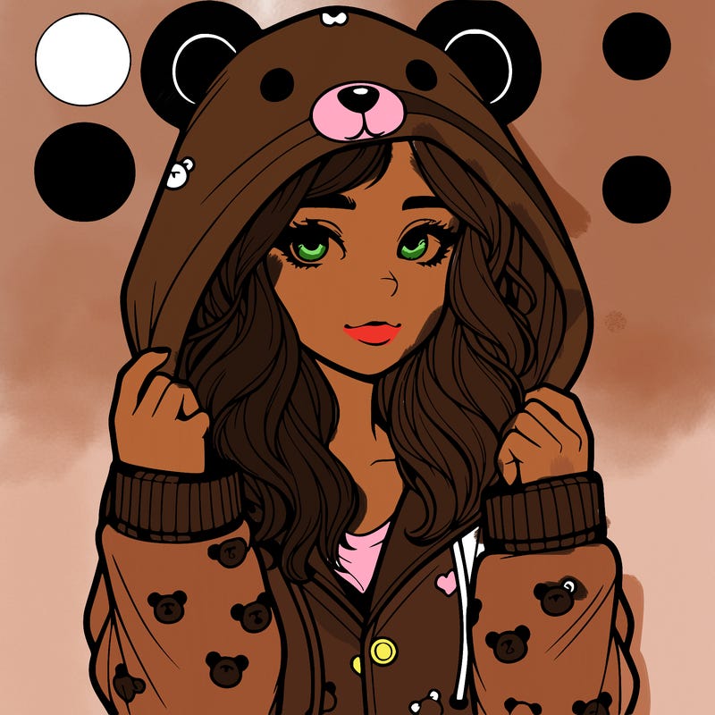 realistic girl in a animal pjs hoodie