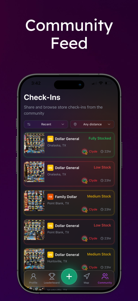 HW_Tracker - Community-Feed, der Echtzeit-Lagerbestandsberichte für Hot Wheels-Sammler anzeigt.