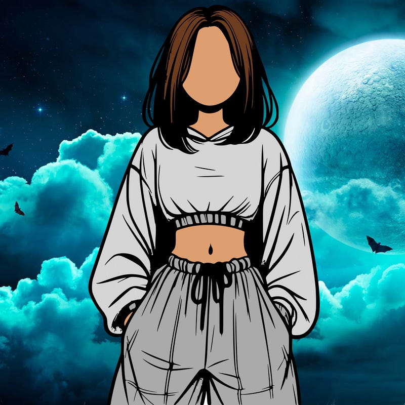 realistic girl faceless with baggy pants and a crop top