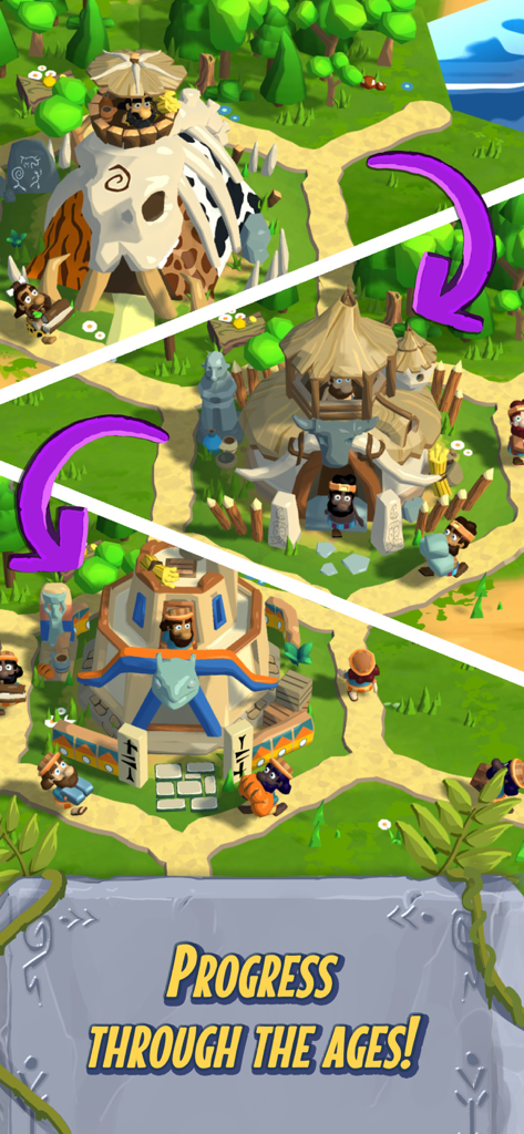 Rise of Empire: Idle Tycoon - Progression of buildings through historical eras in the Rise of Empire Idle Tycoon game