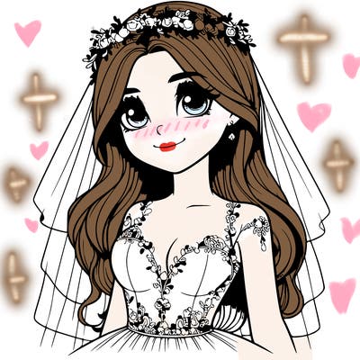 realistic girl in a wedding dress