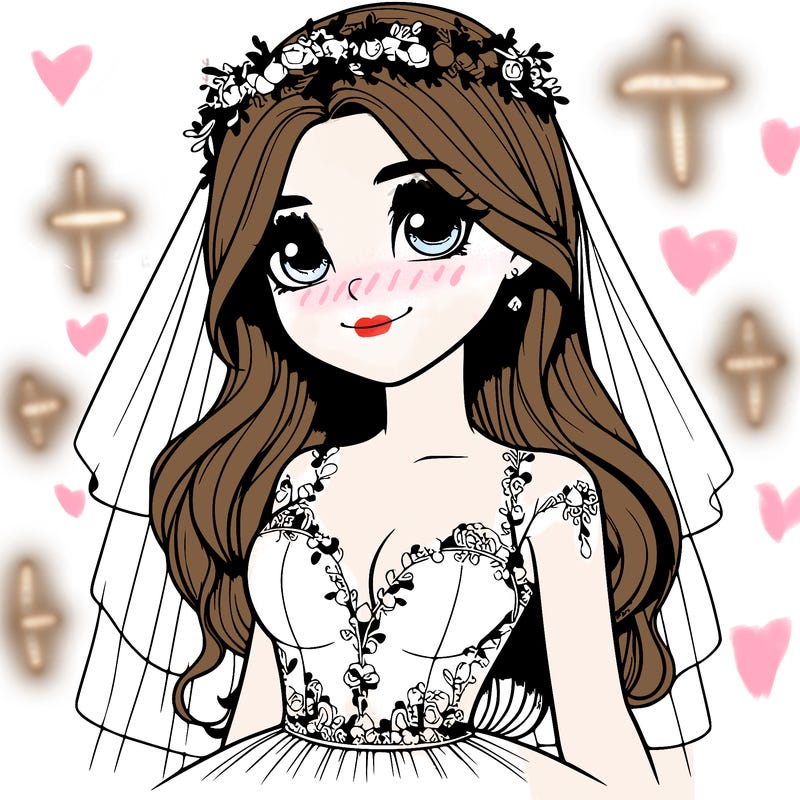 realistic girl in a wedding dress