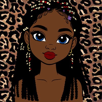 a realistic black girl with braids