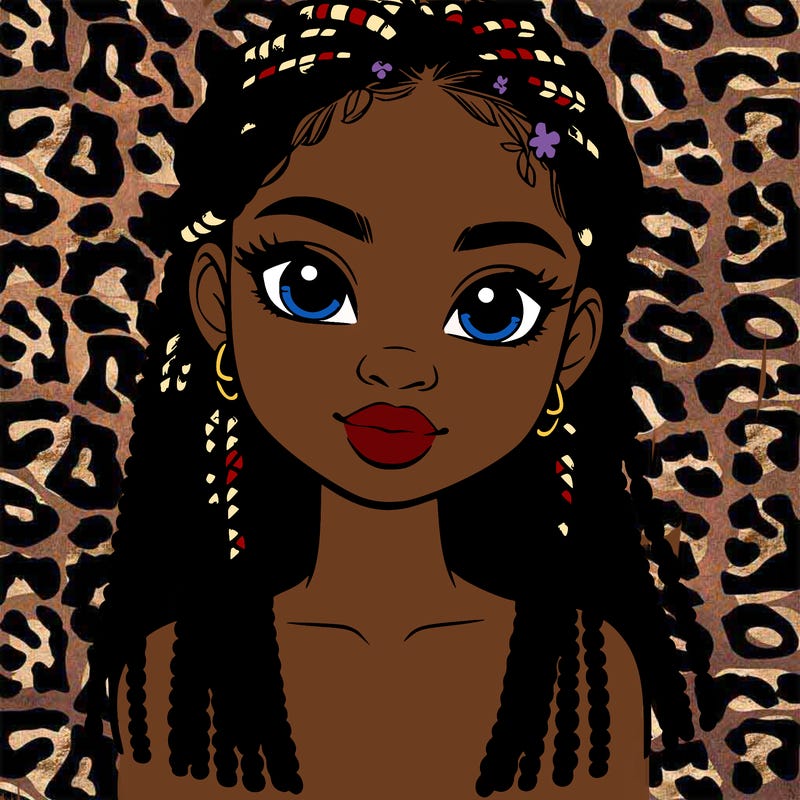 a realistic black girl with braids