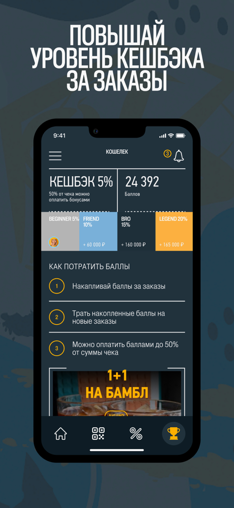 Friends Orchestra 2.0 - Interfaz de la aplicación Friends Orchestra que muestra los niveles de fidelización y el saldo de recompensas