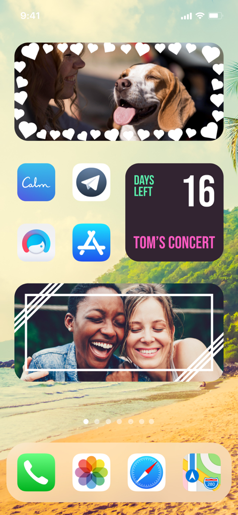 Widget | Countdown to birthday - Aesthetic iPhone home screen featuring photo widgets and a countdown timer for a concert