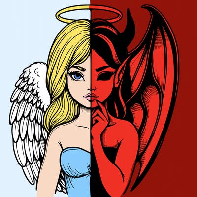 realistic angel half demon