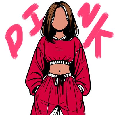 realistic girl faceless with baggy pants and a crop top