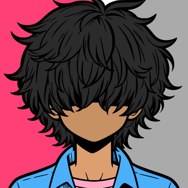 manga boy fluffy hair covering his eyes