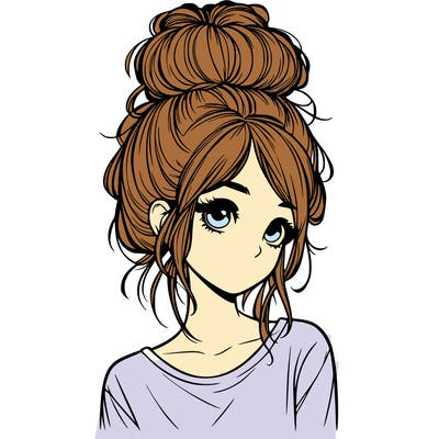 realistic girl with a messy bun