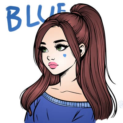 realistic girl with a high ponytail