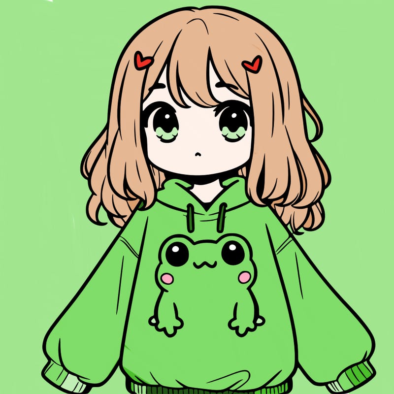 girl wearing frogging sweatshirt