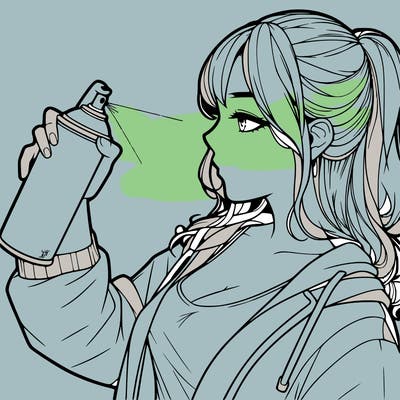 a realistic girl spray, painting