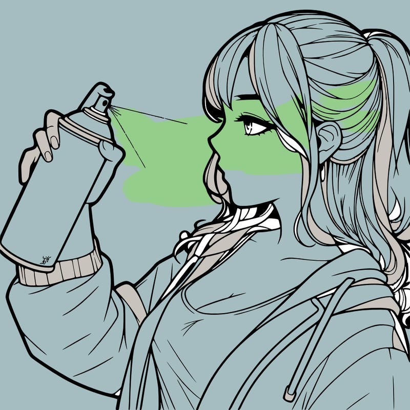 a realistic girl spray, painting