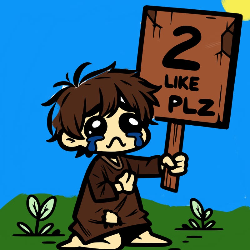 small poor toddler crying with sign that says 2 like plz