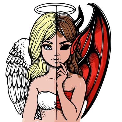 realistic angel half demon